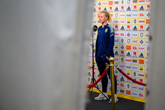 Rebecka Blomqvist is interviewed by the media