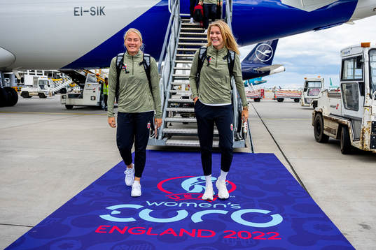 Guro Bergsvand and Ada Hegerberg of the Norwegian women’s