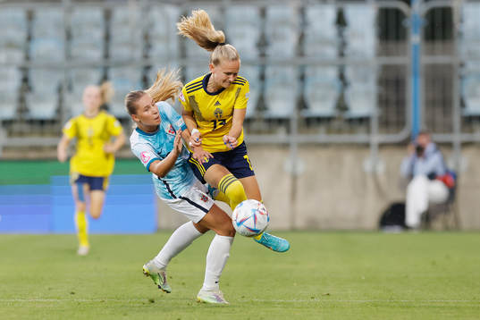 Matilda Vinberg  of Sweden in action against Maria Fink of