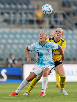 Emilia Bengtsson of Sweden in action against Stine Brekken