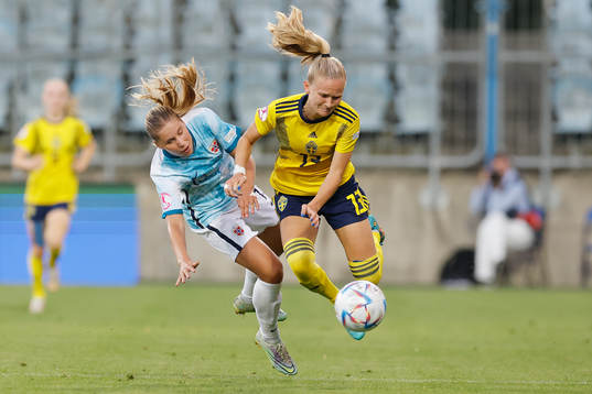 Matilda Vinberg  of Sweden in action against Maria Fink of