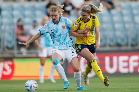 Lisa Björkof Sweden in action against Thea Sørbo of Norway