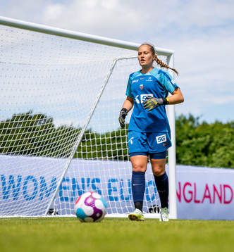 Goalkeeper Aurora Mikalsen of the Norwegian national