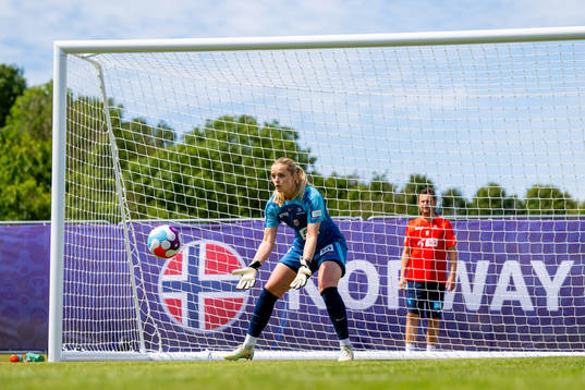 Goalkeeper Guro Pettersen of the Norwegian national
