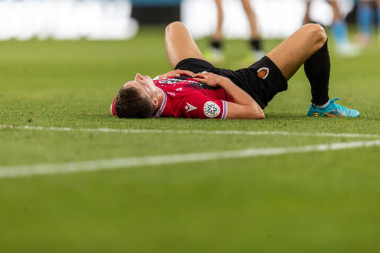 Karl Fridleifur Gunnarsson of Vikingur looks dejected
