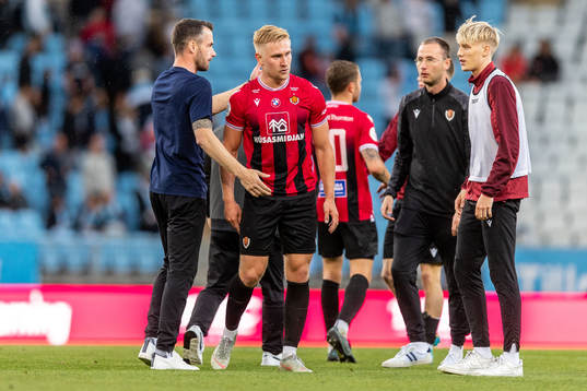 Peter Oliver Ekroth of Vikingur looks dejected