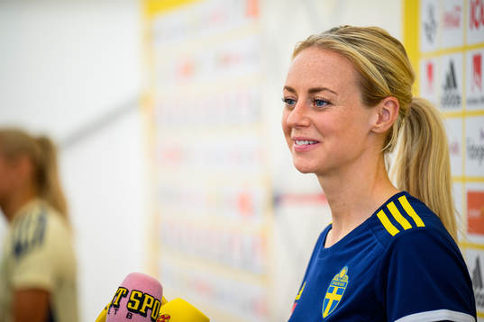 Amanda Ilestedt is interviewed by the media