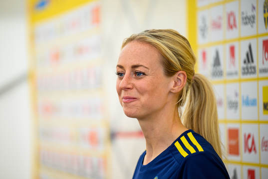 Amanda Ilestedt is interviewed by the media