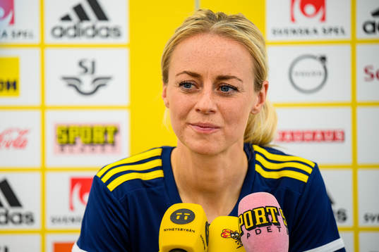Amanda Ilestedt is interviewed by the media