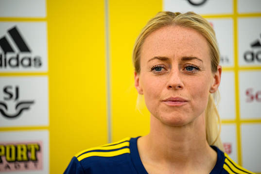 Amanda Ilestedt is interviewed by the media
