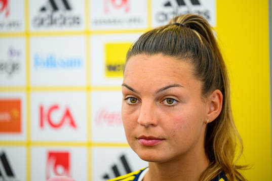 Johanna Rytting Kaneryd is interviewed by the media