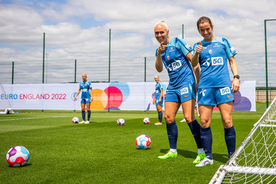 Maria Thorisdottir and Tuva Hansen of the Norwegian
