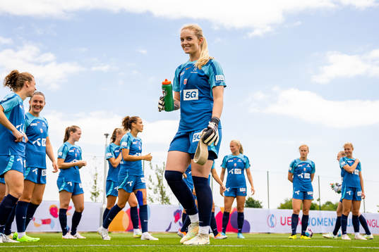 Goalkeeper Guro Pettersen of the Norwegian national