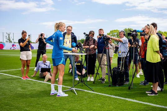 Ada Hegerberg of the Norwegian national football team talks