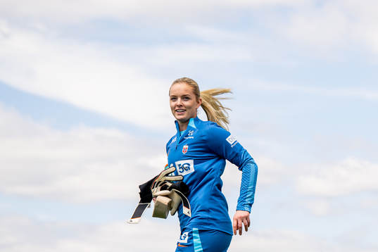 Goalkeeper Guro Pettersen of the Norwegian national