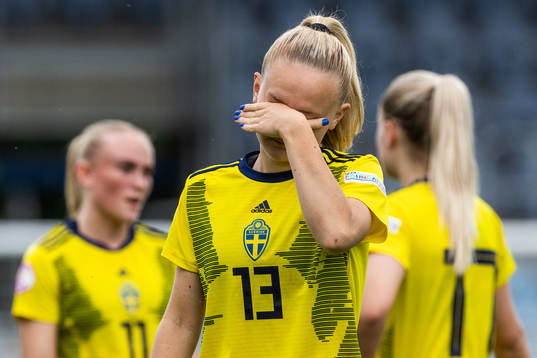 Matilda Vinberg of Sweden looks dejected