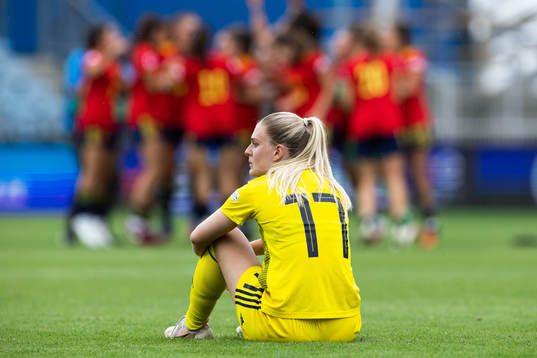 Lisa Björk of Sweden looks dejected