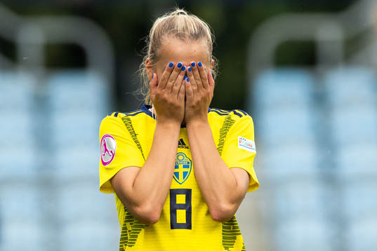 Sara Eriksson of Sweden looks dejected
