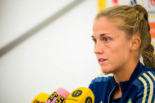 Filippa Angeldahl is interviewed by the media