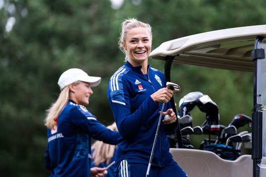 Fridolina Rolfö of Sweden tees off