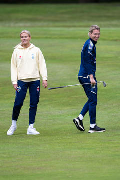 Amanda Nilden and goalkeeper Jennifer Falk of Sweden