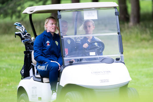 Goalkeeper Hedvig Lindahl and Rebecka Blomqvist of Sweden