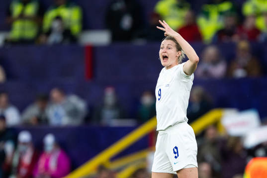 Ellen White of England reacts