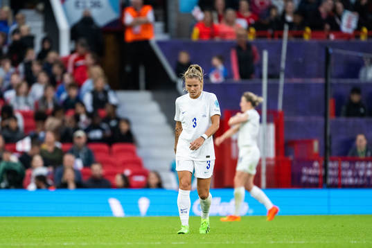 Rachel Daly of England looks dejected