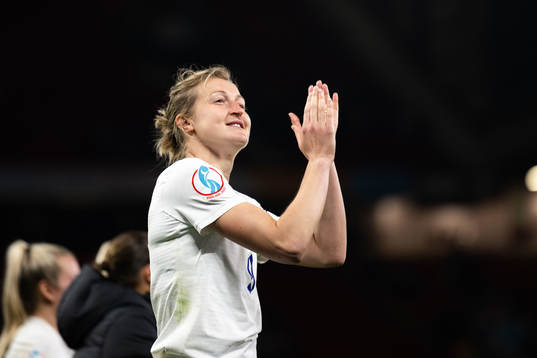 Ellen White of England celebrates