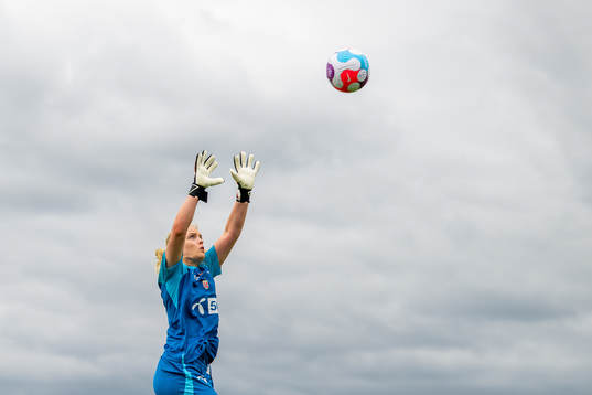 Goalkeeper Guro Pettersen of the Norwegian national