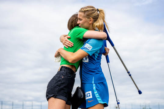 Goalkeeper Cecilie Fiskerstrand and Ada Hegerberg of the