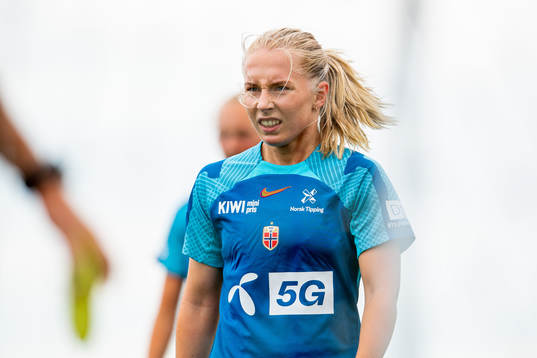 Thea Bjelde of the Norwegian national football team at a