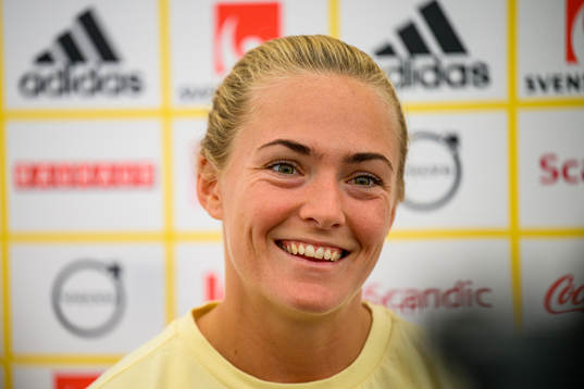 Magdalena Eriksson is interviewed by the media