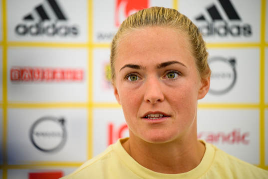Magdalena Eriksson is interviewed by the media