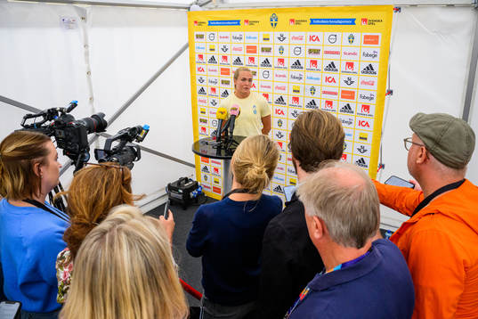 Magdalena Eriksson is interviewed by the media