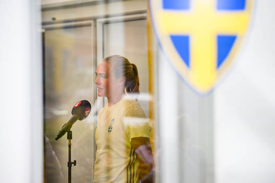Magdalena Eriksson is interviewed by the media