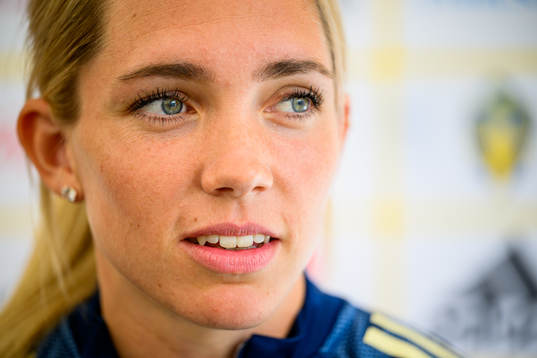 Elin Rubensson is interviewed by the media