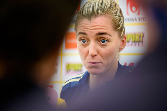 Linda Sembrant is interviewed by the media
