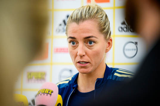Linda Sembrant is interviewed by the media