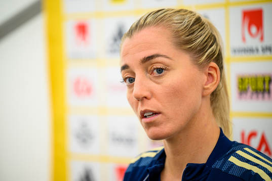 Linda Sembrant is interviewed by the media
