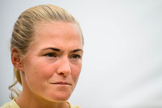 Magdalena Eriksson is interviewed by the media