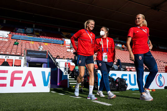 Ada Hegerberg, goalkeeper Aurora Mikalsen and Guro