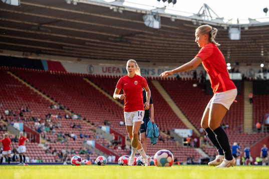 Ada Hegerberg of Norway warms up