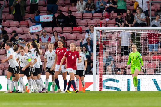 Goalkeeper Guro Pettersen of Norway looks dejected