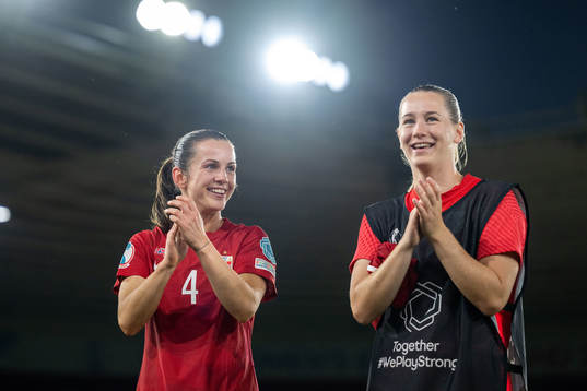 Tuva Hansen and Elisabeth Terland of Norway celebrate