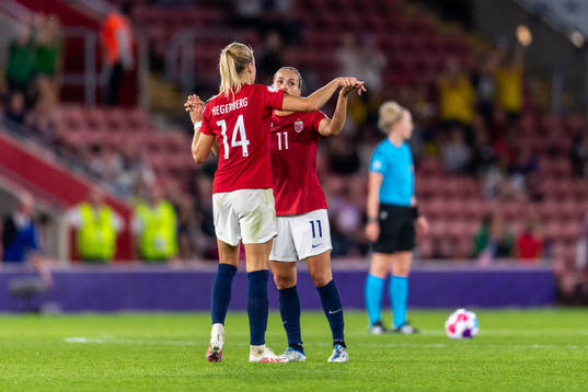 Ada Hegerberg and Guro Reiten of Norway