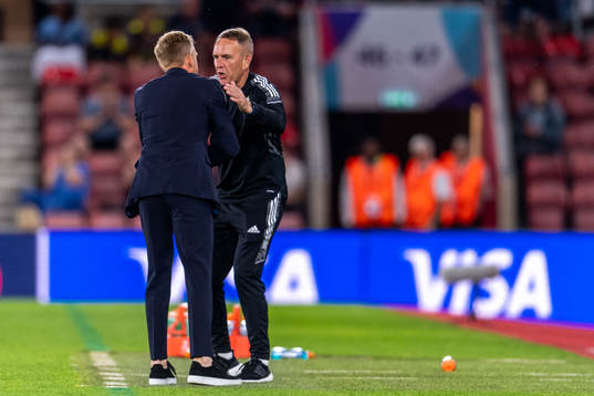 Head coach Martin Sjögren of Norway and head coach Kenneth