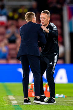 Martin Sjögren, head coach of Norway, and Kenneth Shiels,