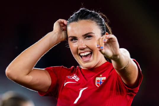 Ingrid Syrstad Engen of Norway celebrates
