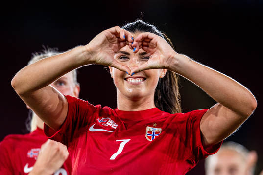 Ingrid Syrstad Engen of Norway celebrates